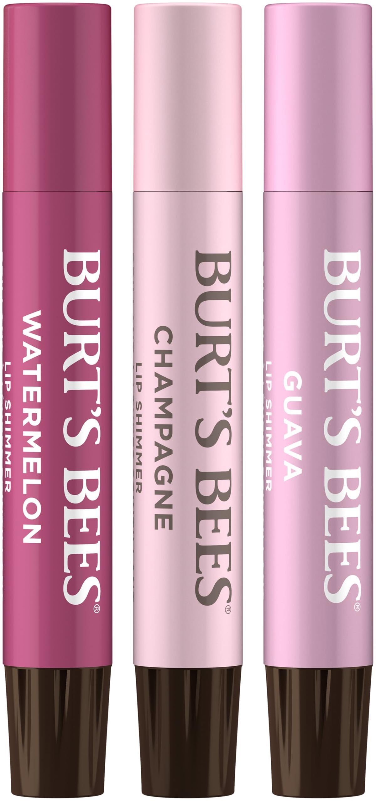 Burt's Bees Lip Shimmer, Champagne, Watermelon, Guava, 3 Pack