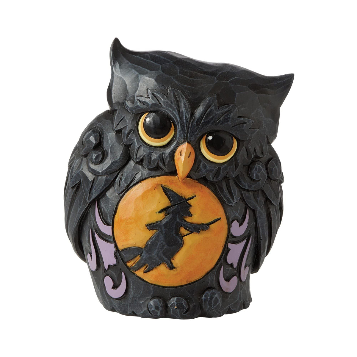 Enesco Jim Shore Mini Black Owl with Witch Figurine, 3.75 Inch, Gold