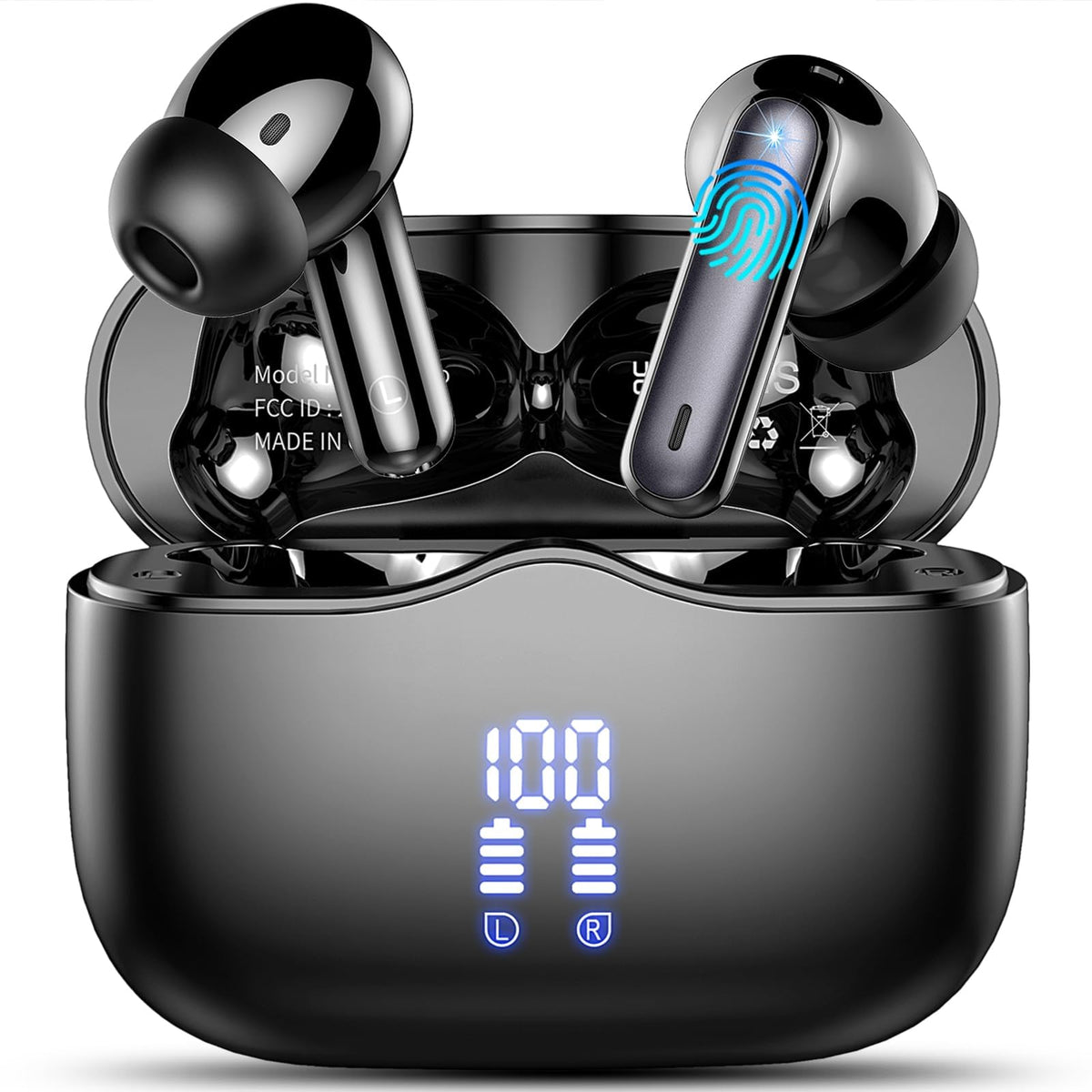 xinwld Mini Wireless Earbuds, Bluetooth 5.4, Deep Black