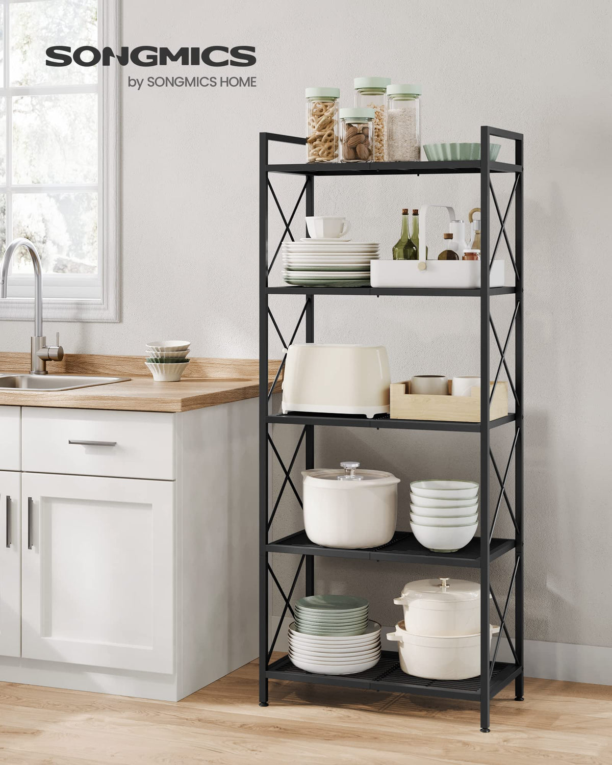 Songmics 5-Tier Metal Storage Rack, Ink Black, UBSC165B01