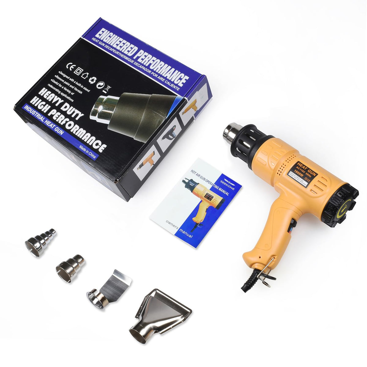 SEEKONE 1800W Variable Temperature Heat Gun Kit