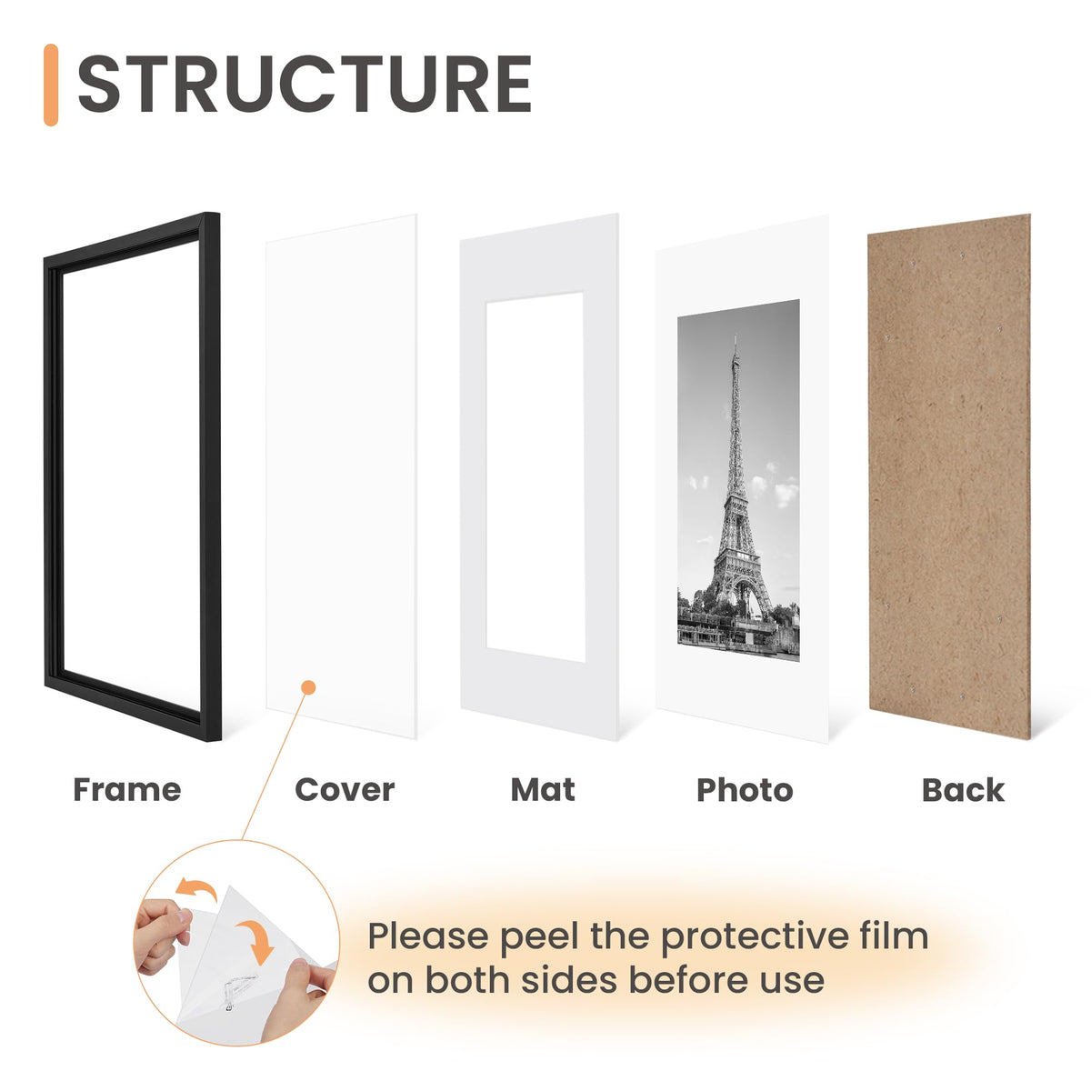 upsimples 8" x 10" Picture Frames, Black (Set of 5)