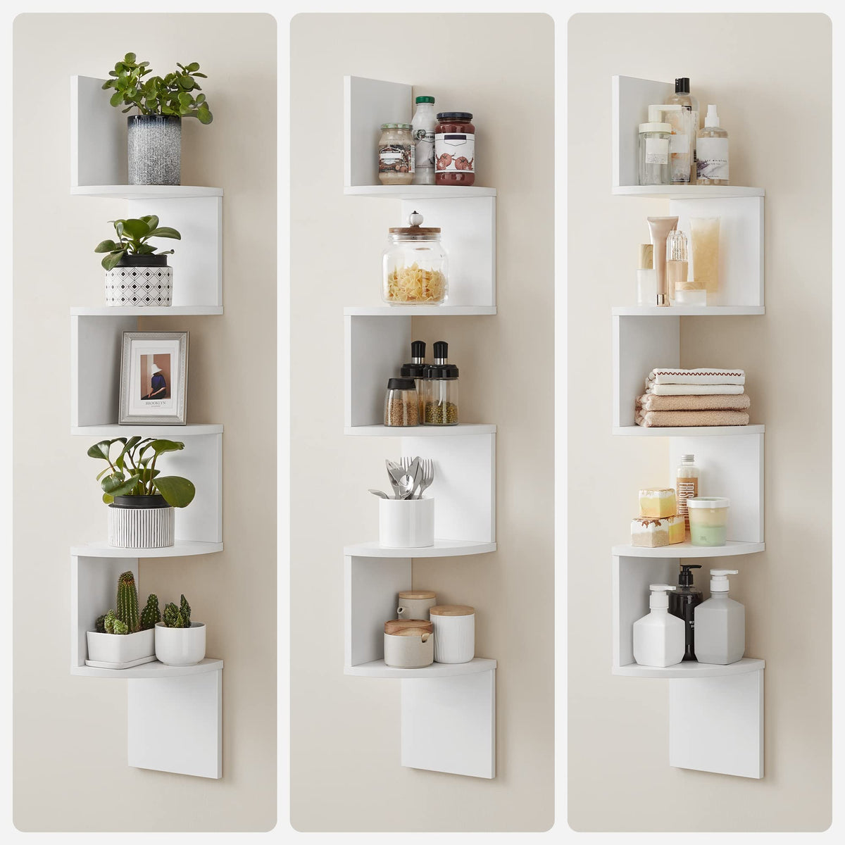 Vasagle Custos 5-Tier Floating Corner Shelf, Cloud White, ULBC72WT