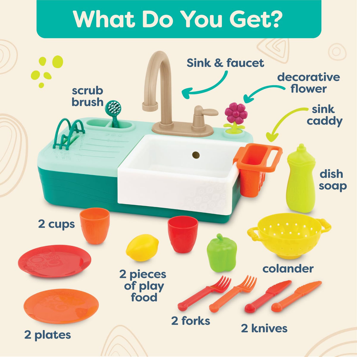 B. toys Play Sink, Splash-n-Scrub with Running Water Faucet