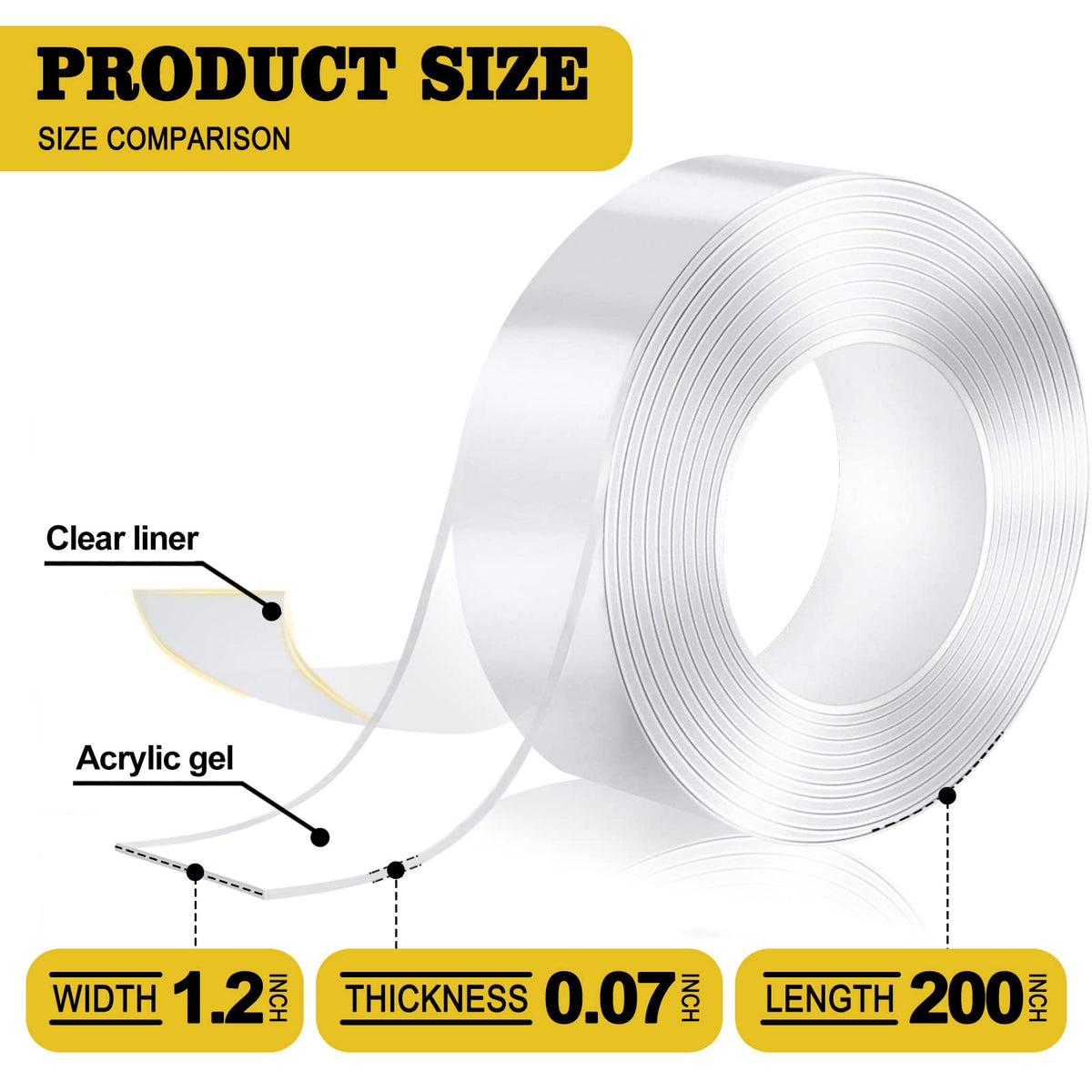 Double Sided Nano Mounting Tape, 1.2" x 200"