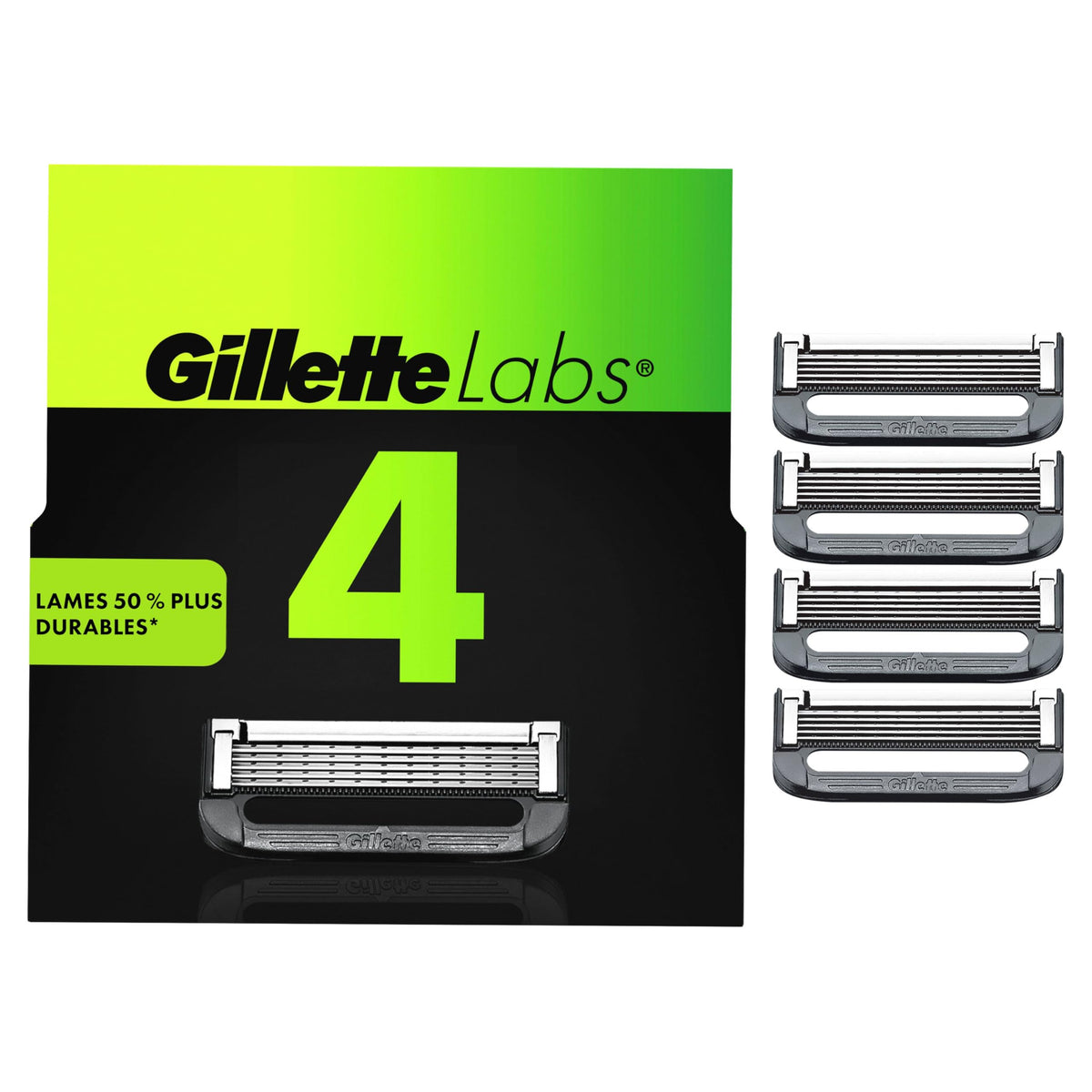 Gillette Men's Razor Refills with Exfoliating Bar, 4 Cartridges