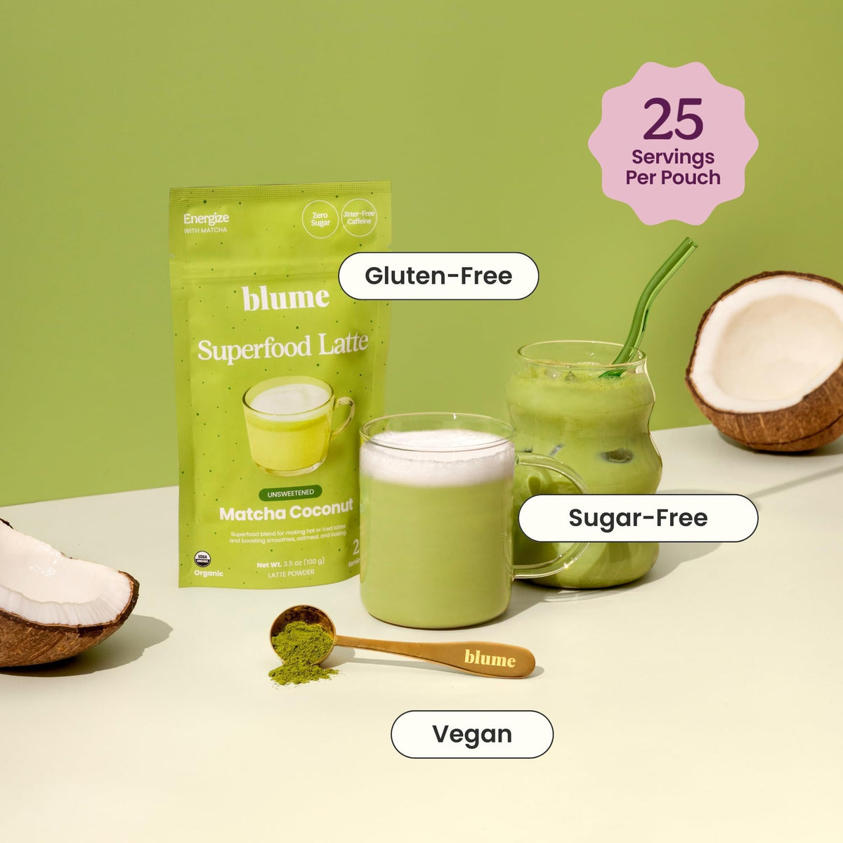 Blume Matcha Coconut Superfood Latte Mix, 25 Servings