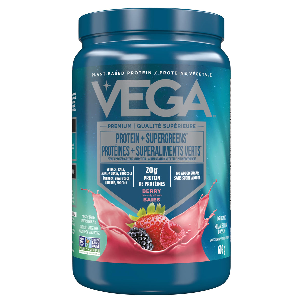 Vega Protein and Greens Plant Based Protein Powder, Berry, 609g
