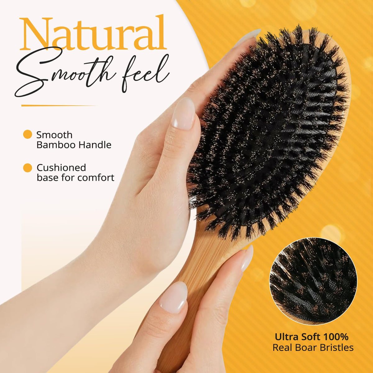 Belula 100% Boar Bristle Hair Brush Set, Medium