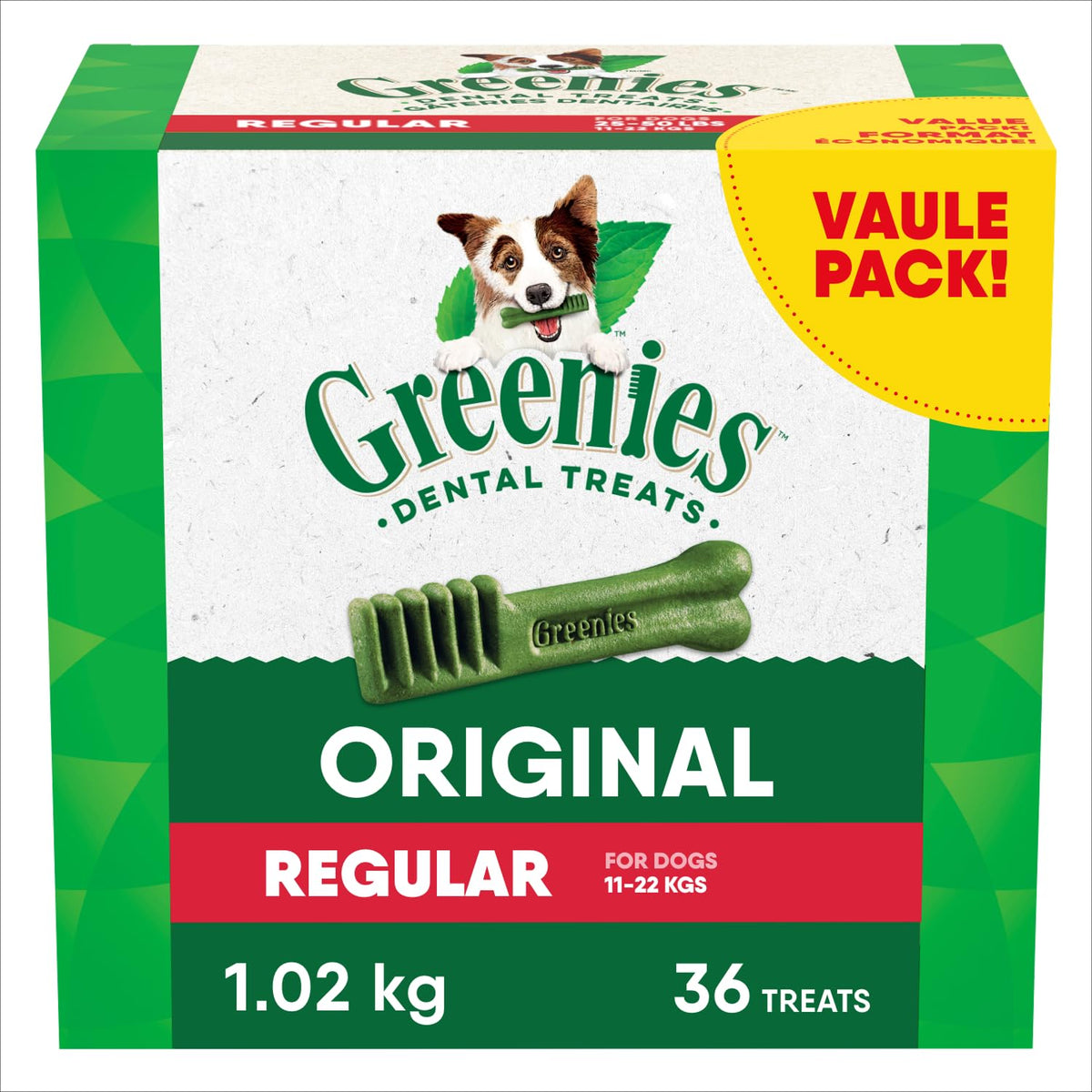 GREENIES Original Regular Dog Dental Treats, 36 oz (36 Count)
