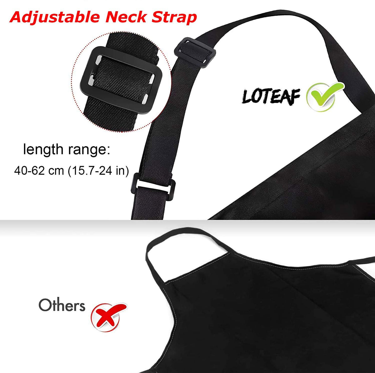 Waterproof Chef Apron with 2 Pockets, Black, 4 Pack