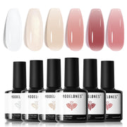 Modelones Jelly Gel Nail Polish Set, 6 Colors, Nude