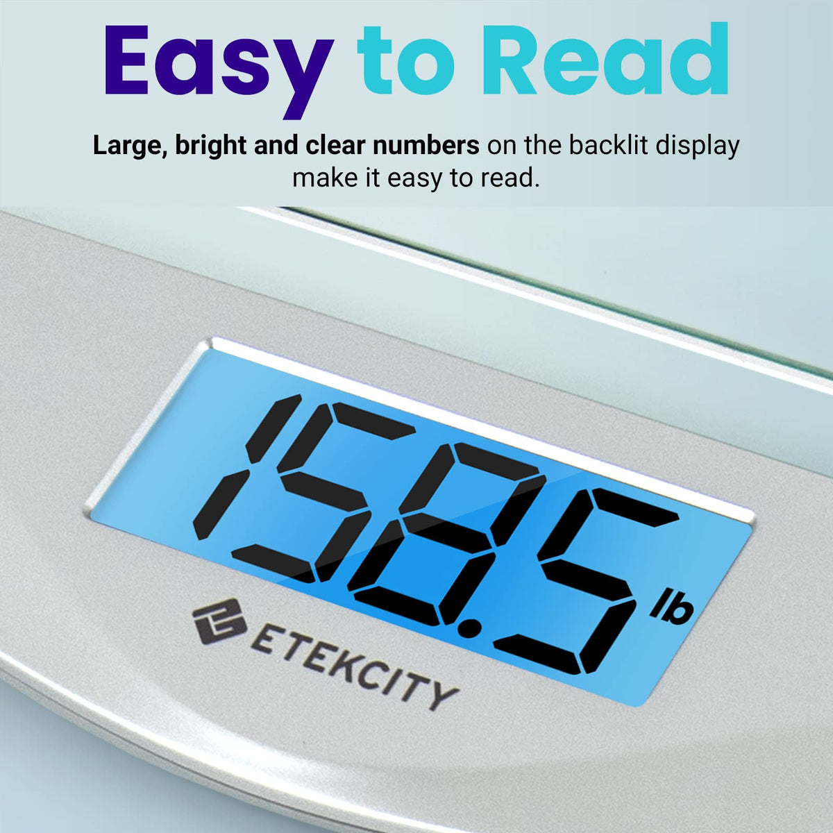 Etekcity Digital Bathroom Scale, 400 lb, Blue LCD