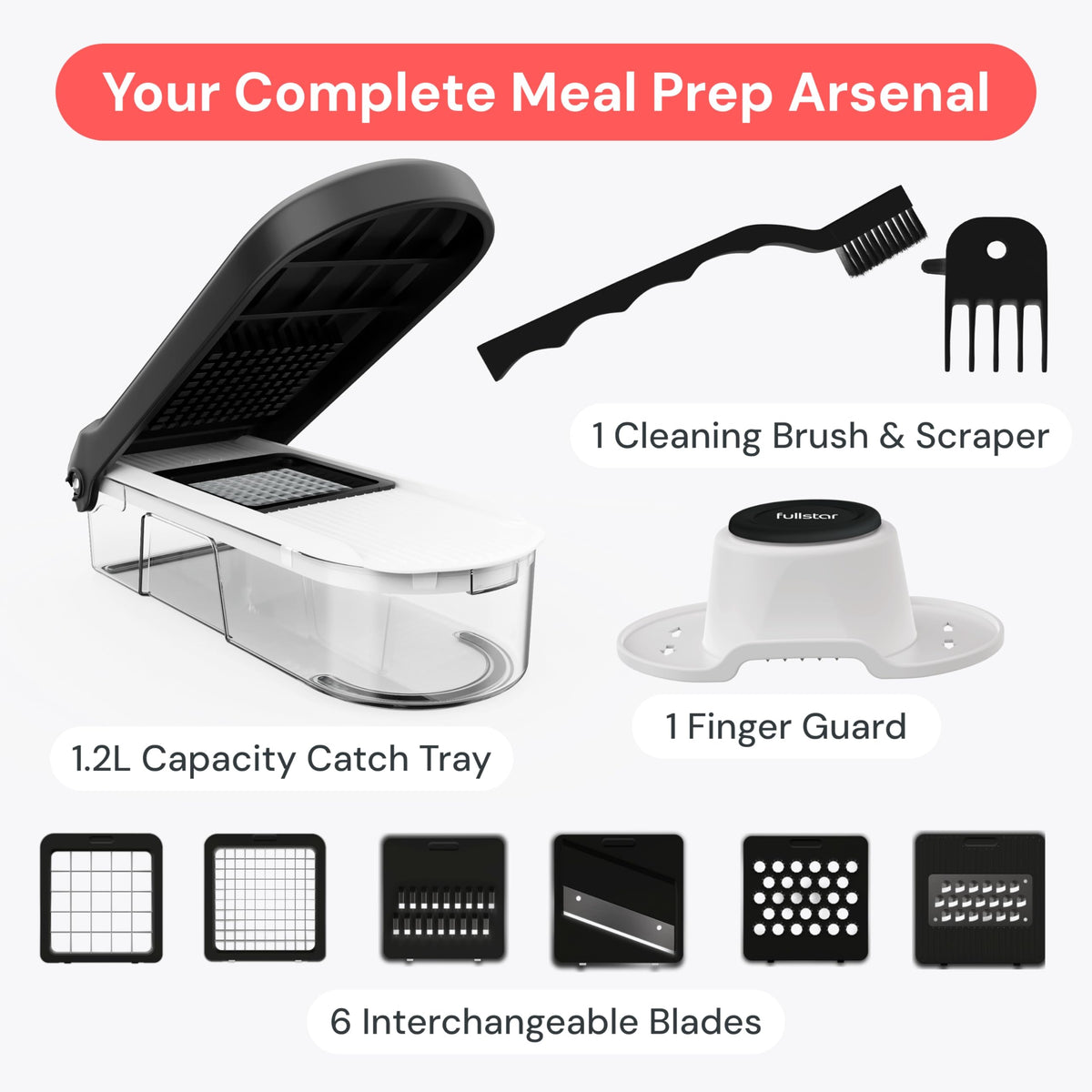 Fullstar Pro Core Vegetable Chopper and Mandoline Slicer, White