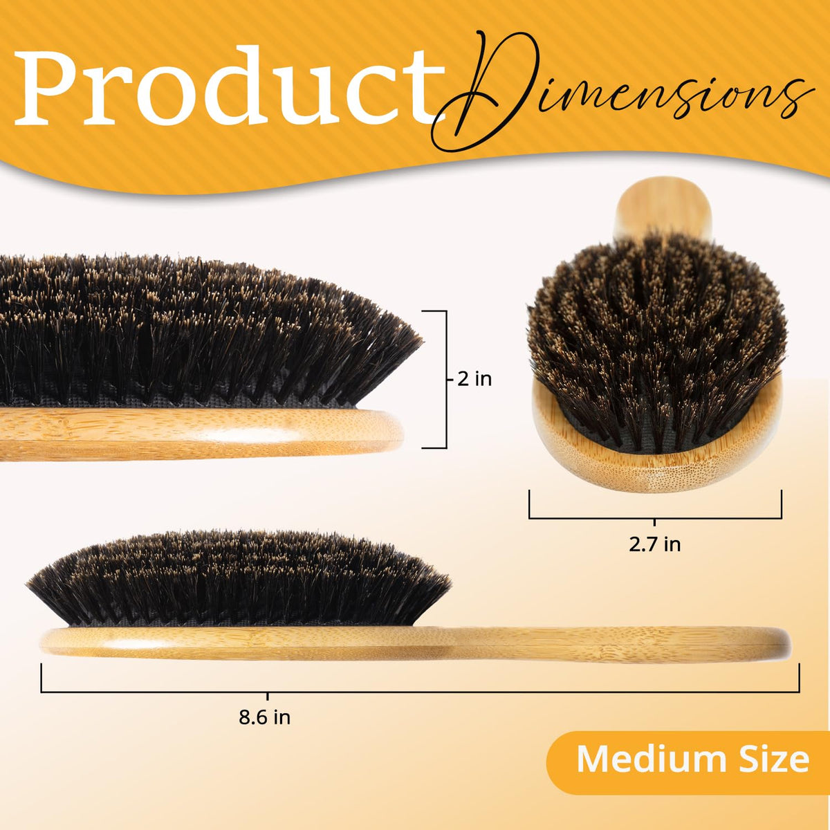 Belula 100% Boar Bristle Hair Brush Set, Medium