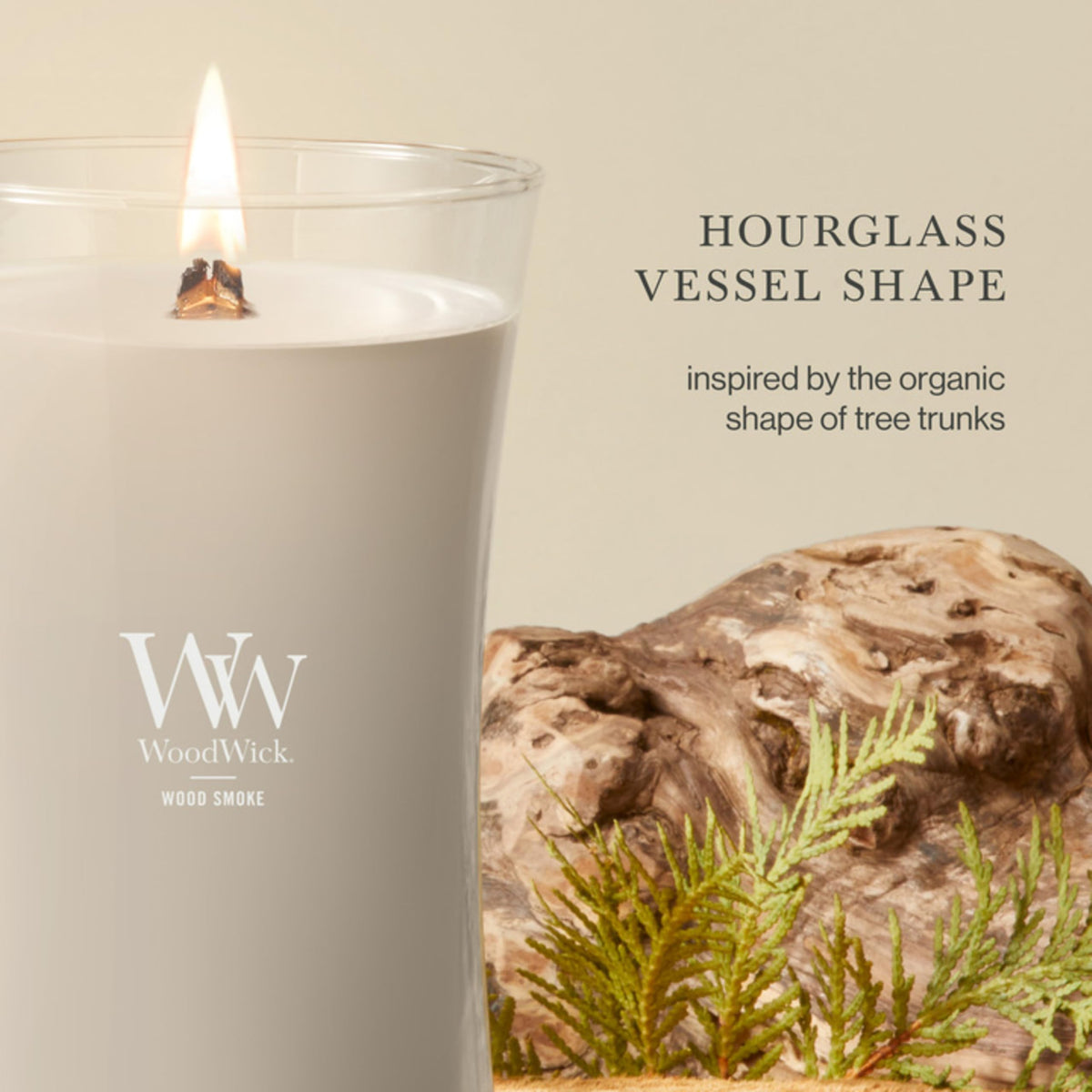 WoodWick Hourglass Scented Candle, Wood Smoke, 21.5 oz