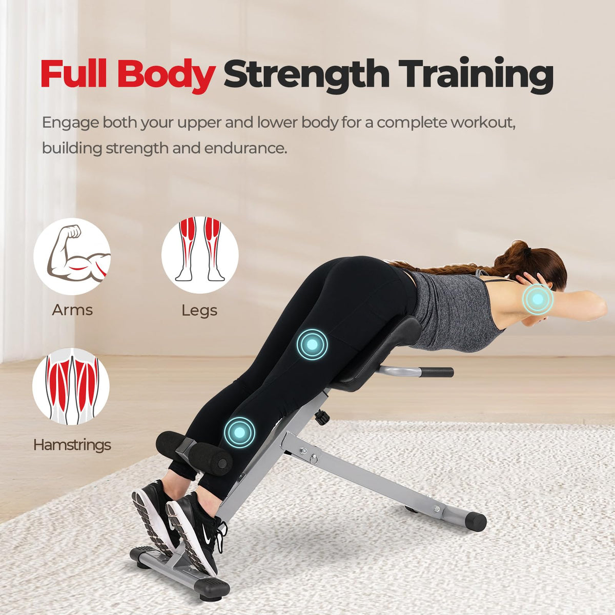 Sunny Health & Fitness Foldable Roman Chair, 45-Degree Bench