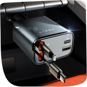 LISEN Retractable Car Charger, 84W USB C