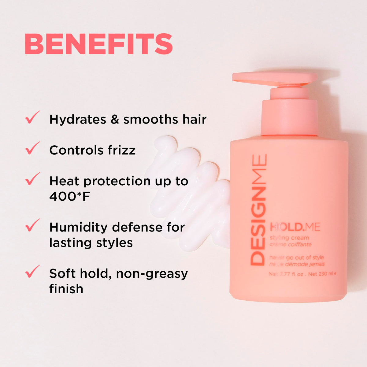 Design.Me HOLD.ME Styling Cream, Soft Hold Blow Dry Cream