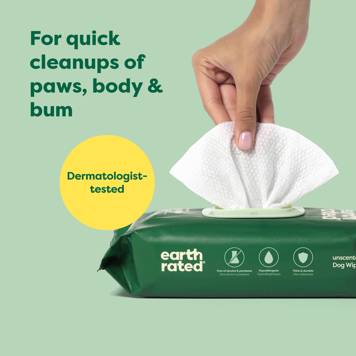 Earth Rated Unscented Pet Wipes for Dogs & Cats, 400 Count