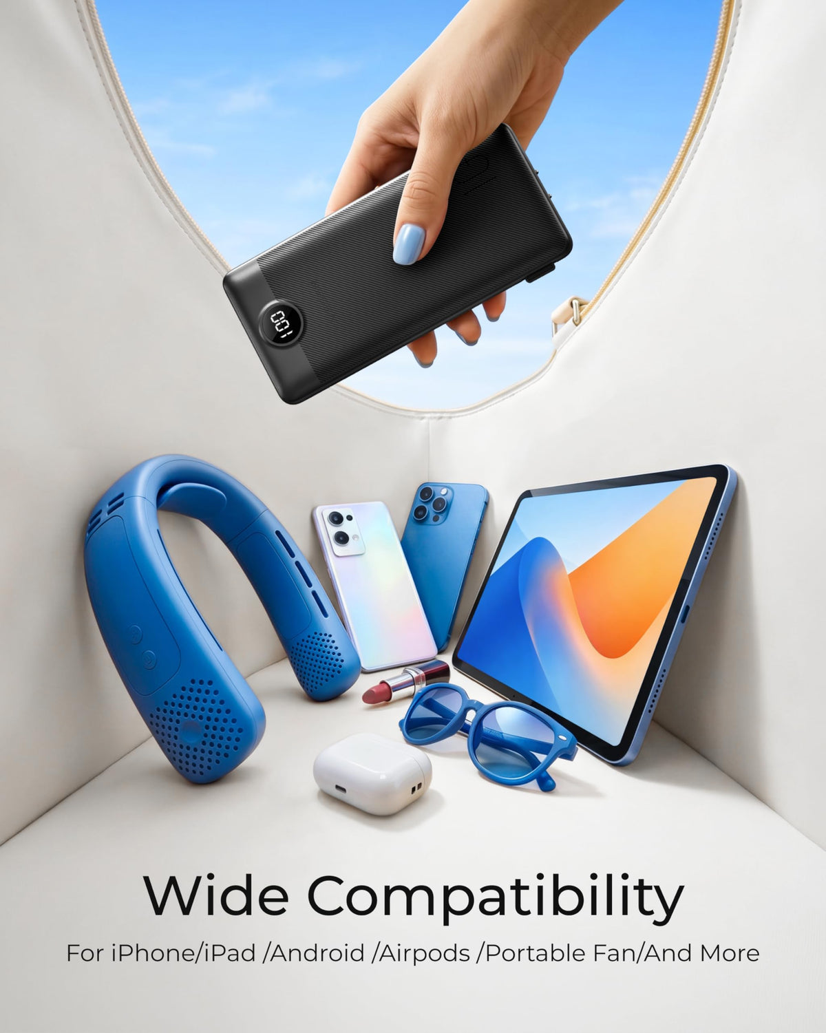 VEGER Portable Charger with Built-in Cables, 10000mAh, Black
