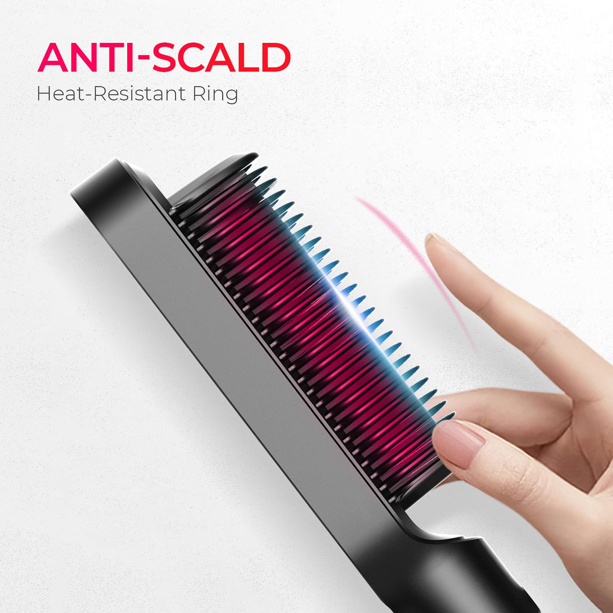 Tymo Hair Straightener Brush and Flat Iron Comb 2-in-1, Black