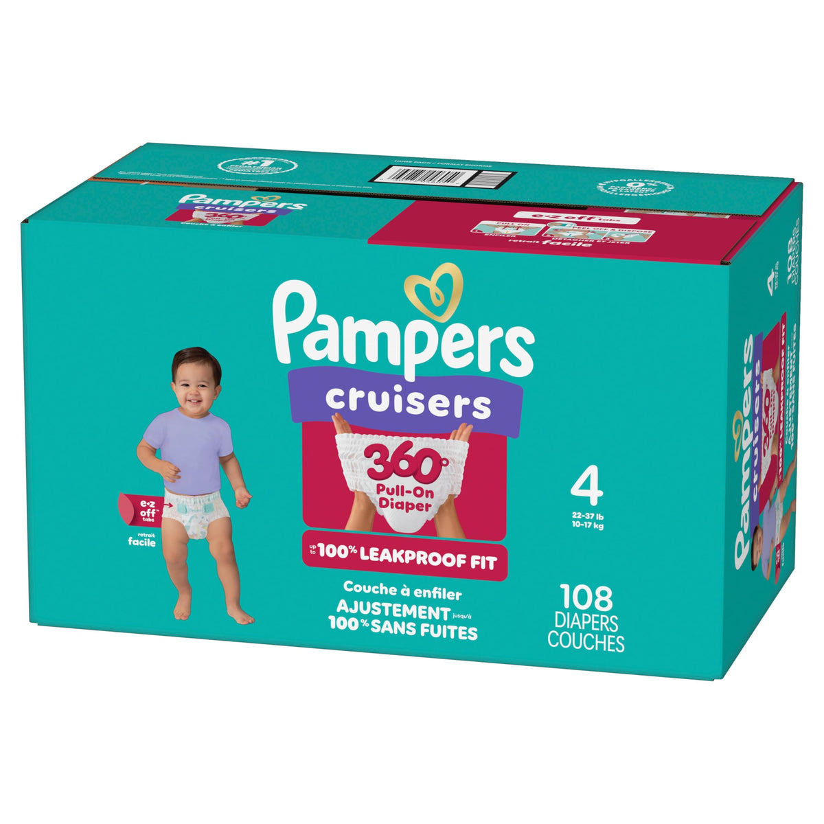 Pampers Cruisers 360 Pull-On Diapers, Size 4, 108 Count