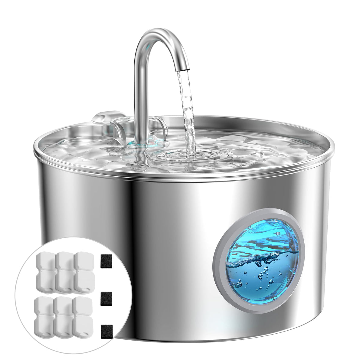 GIOTOHUN Stainless Steel Pet Water Fountain, 2.2 L
