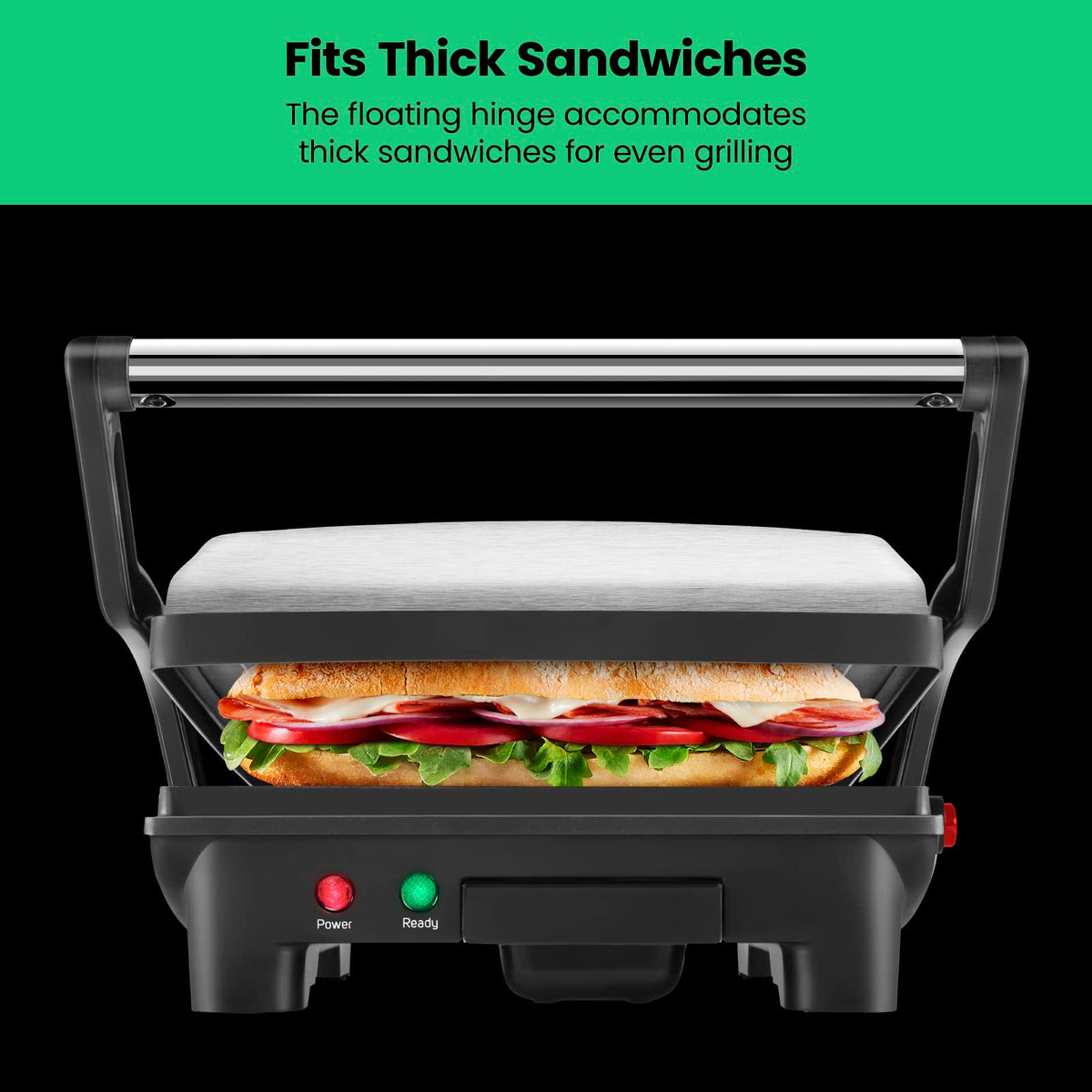 Chefman Panini Press Grill and Sandwich Maker, Non-Stick, 4 Slice