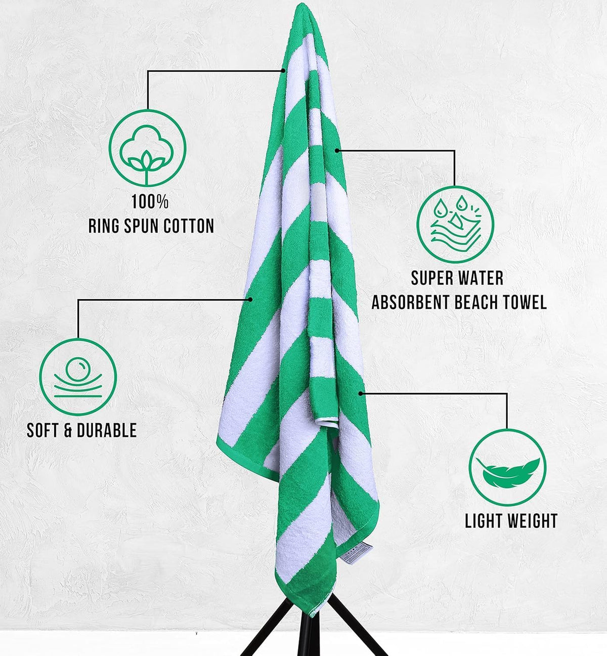 Utopia Towels Cabana Stripe Beach Towels, 30" x 60" (4 Pack)