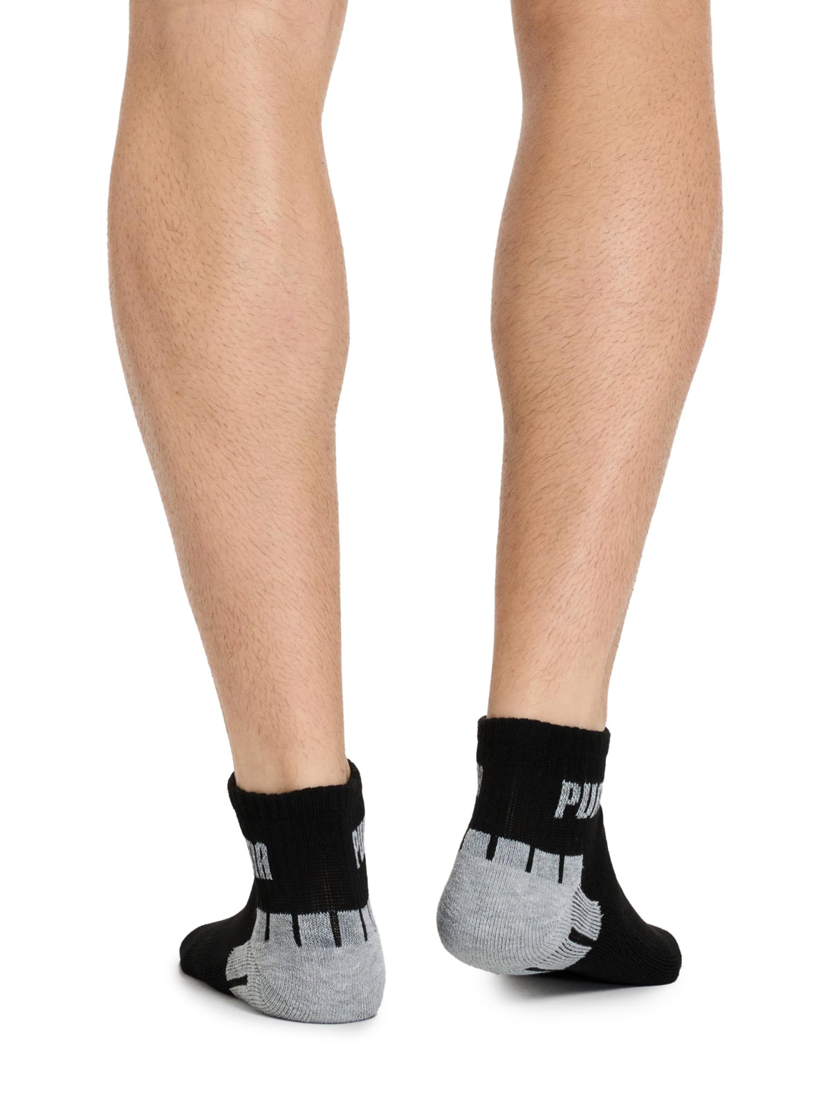 Puma Men's Athletic Cushioned Quarter Crew Socks, Black/Grey, 8 Pack