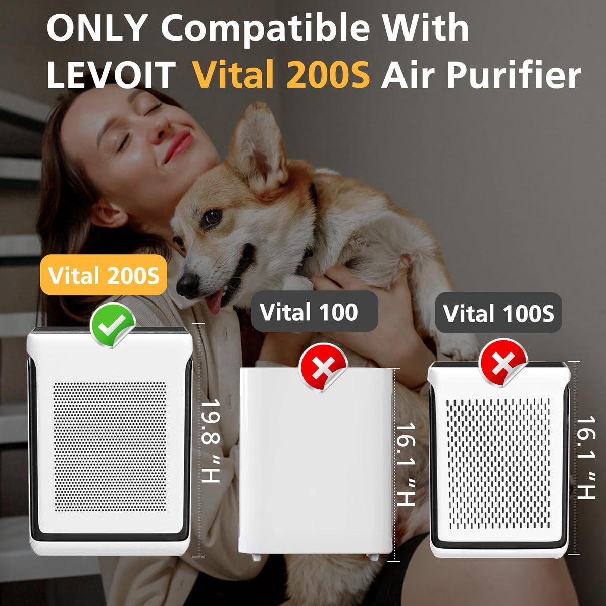 Replacement Filter for Levoit Vital 200S, Vital 200S-RF, 2 Pack, White