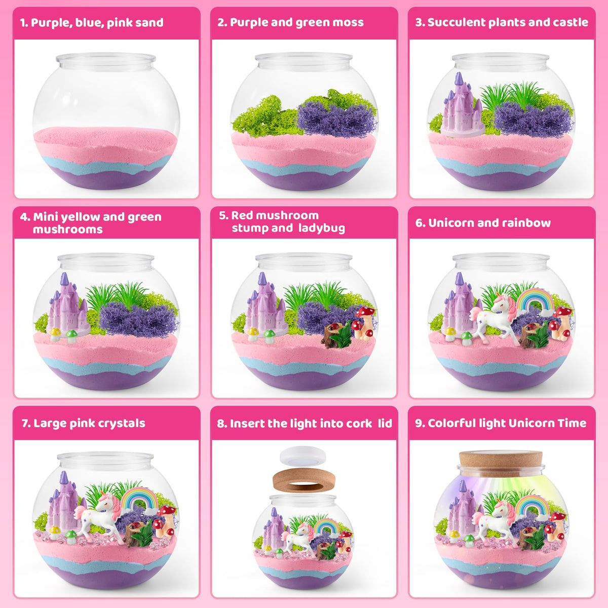 Unicorn Light-Up Terrarium Kit for Kids