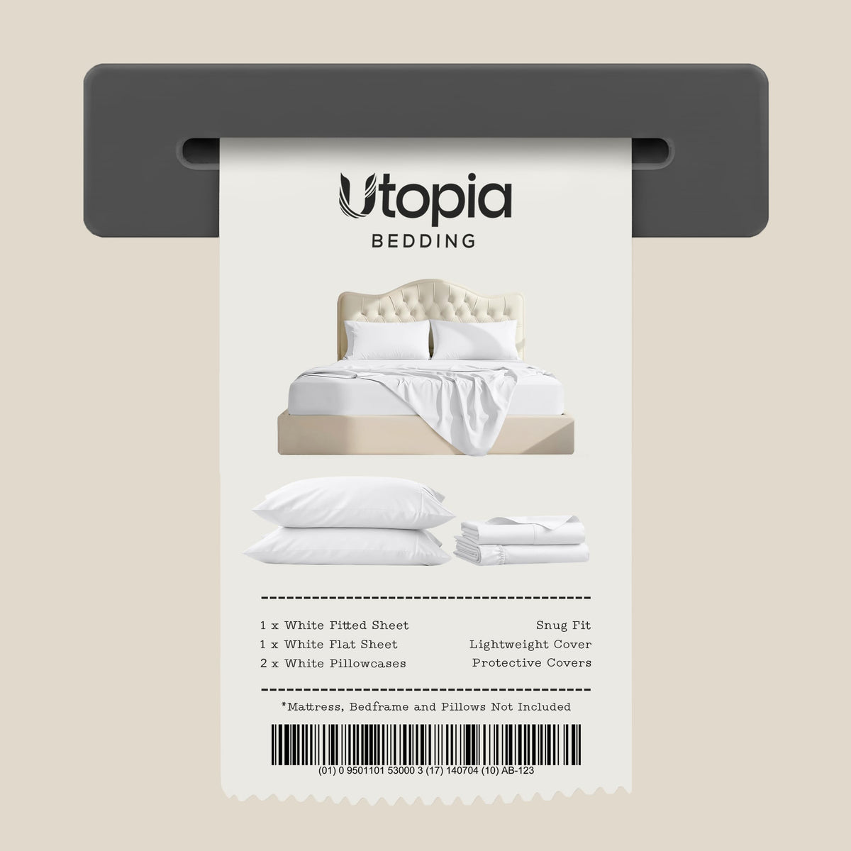 Utopia Bedding Brushed Microfibre Sheet Set, King, White