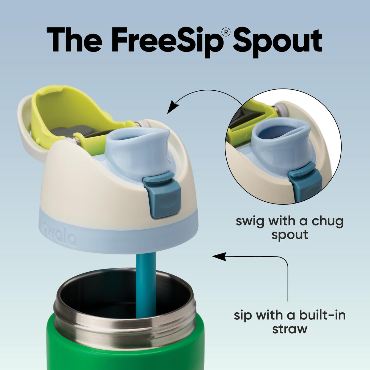 Owala FreeSip Stainless Steel Water Bottle, 24 Oz, Putting Green