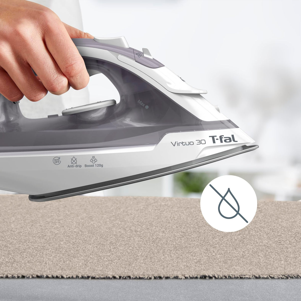 T-Fal Virtuo Steam Iron with Retractable Cord, 1500W, Grey