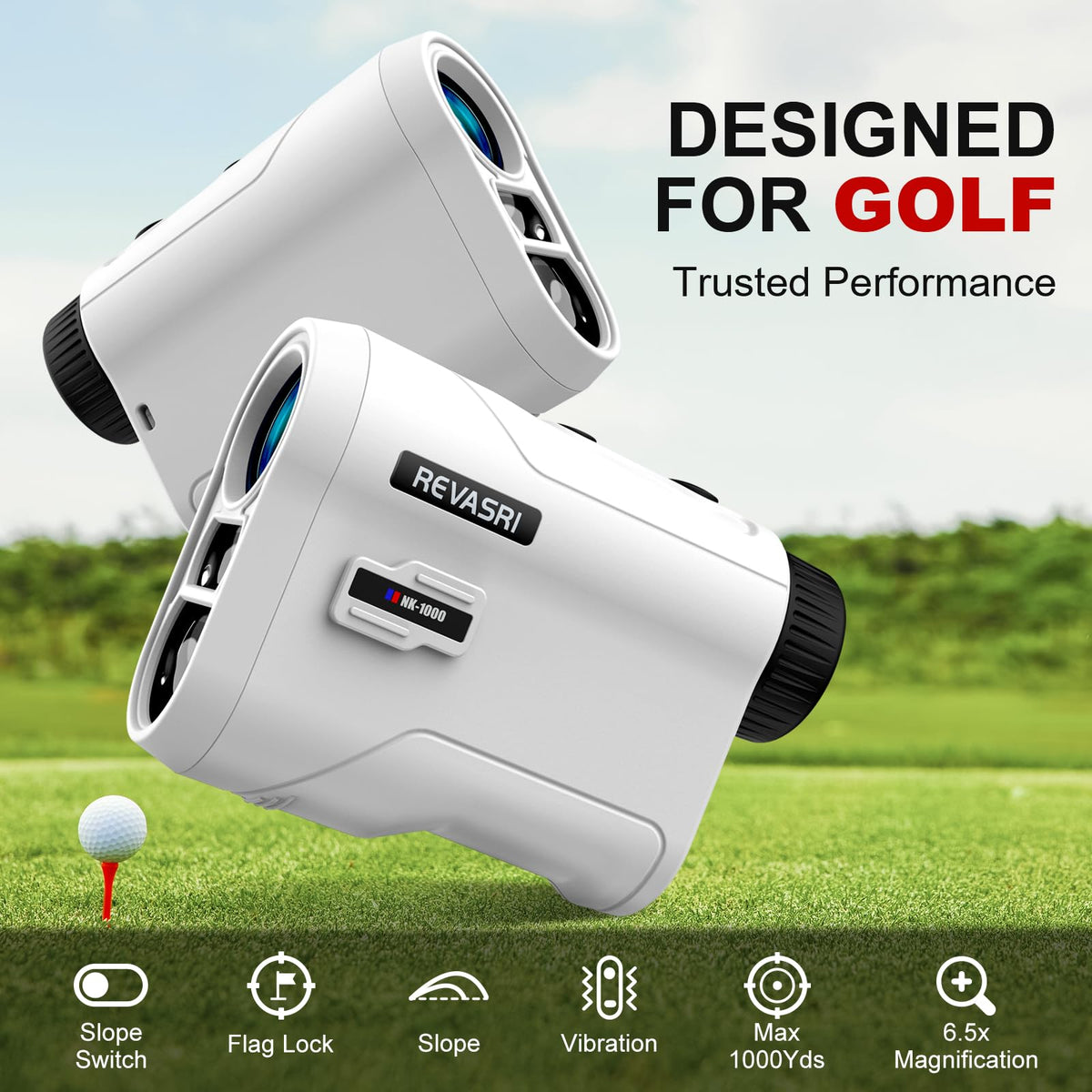REVASRI Golf Rangefinder with Slope and Pin Lock Vibration, 1000 Yds