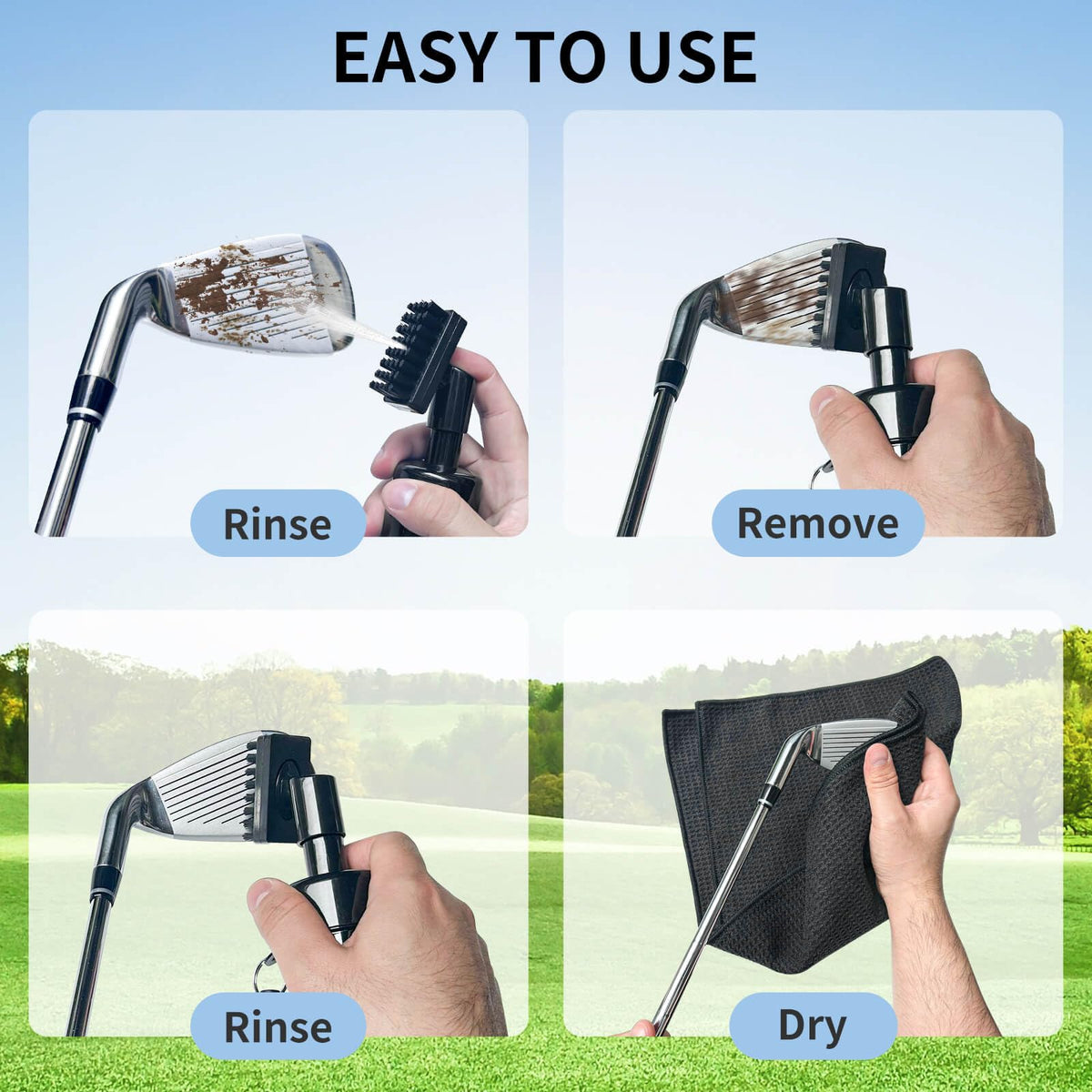 BAPOTH Golf Club Cleaning Brush with Towel