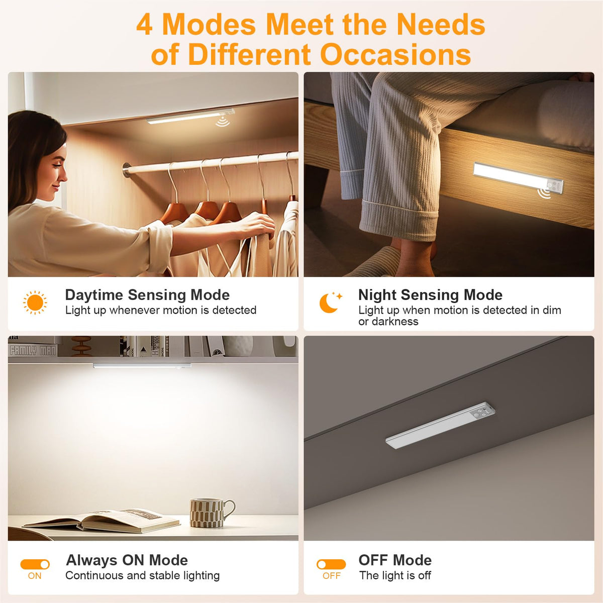 Gritin Rechargeable Under Cabinet Lights, 10.2" (2 Pack)