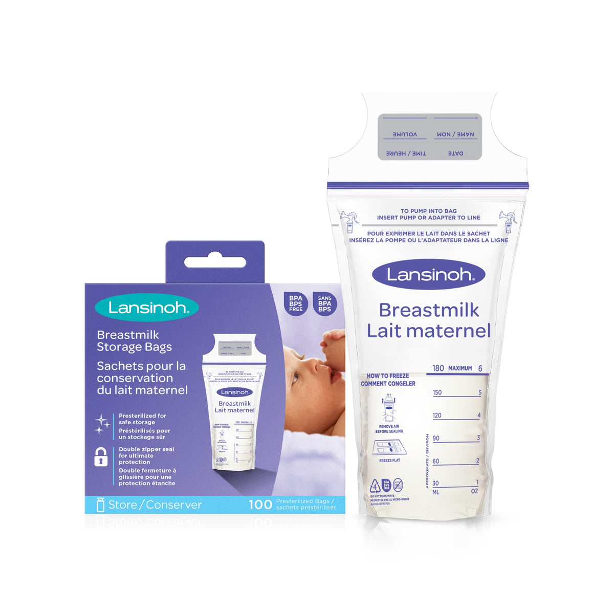 Lansinoh Breastmilk Storage Bags, 6 oz (100 Count)