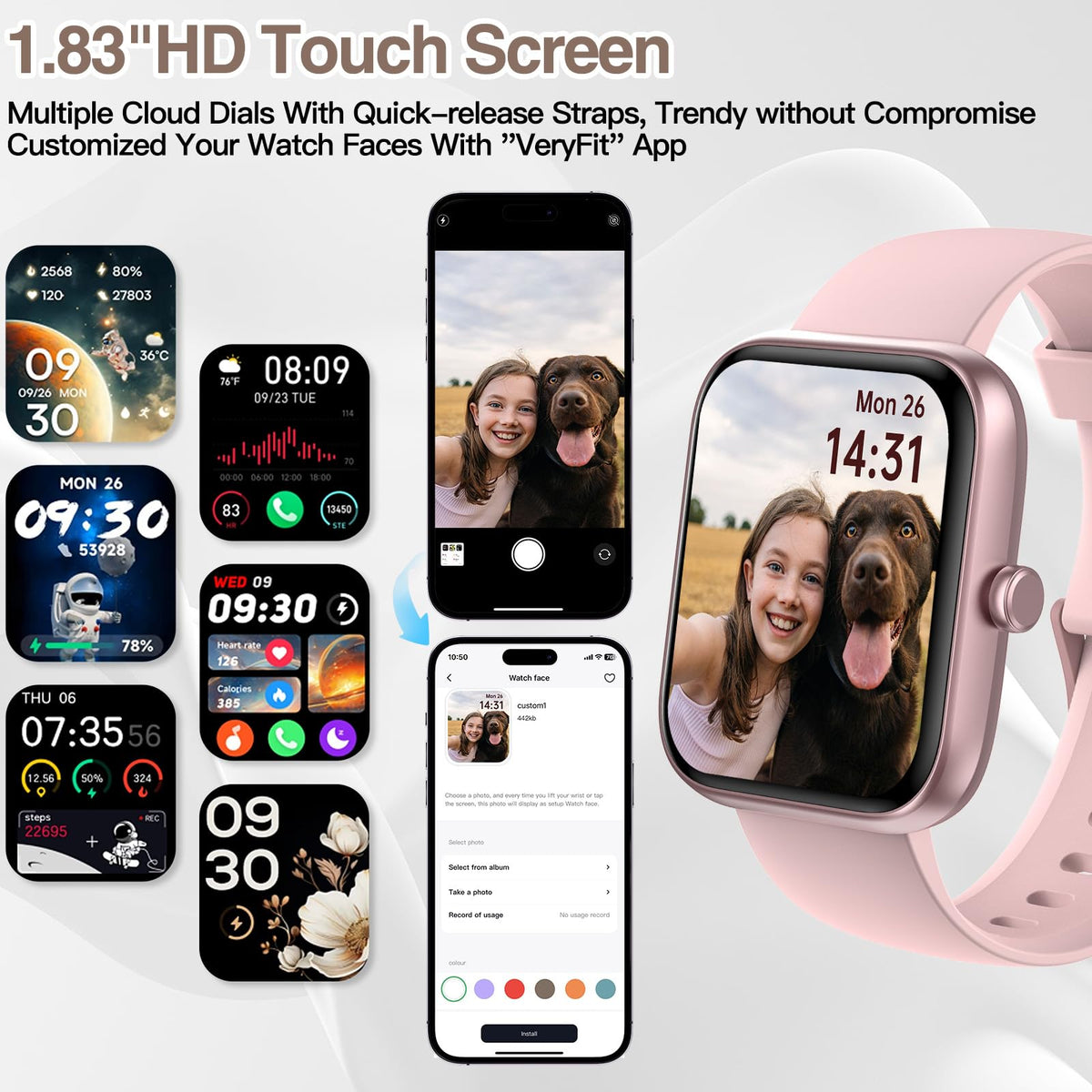 Smart Watch for Men and Women with Bluetooth Call, Alexa, 1.83 in