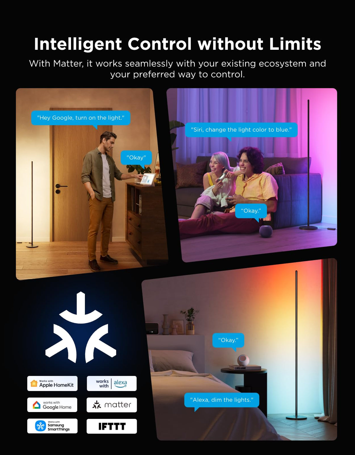 Govee Floor Lamp Basic, 1000 lm LED Corner Lamp