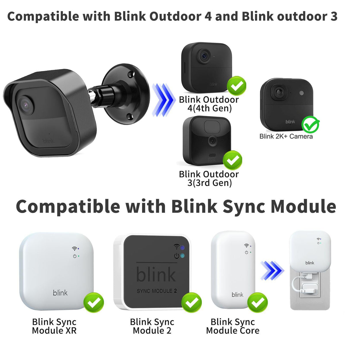 Blink Outdoor 4/2K+ Camera Mount with Protective Cover, Black (3 Pack)