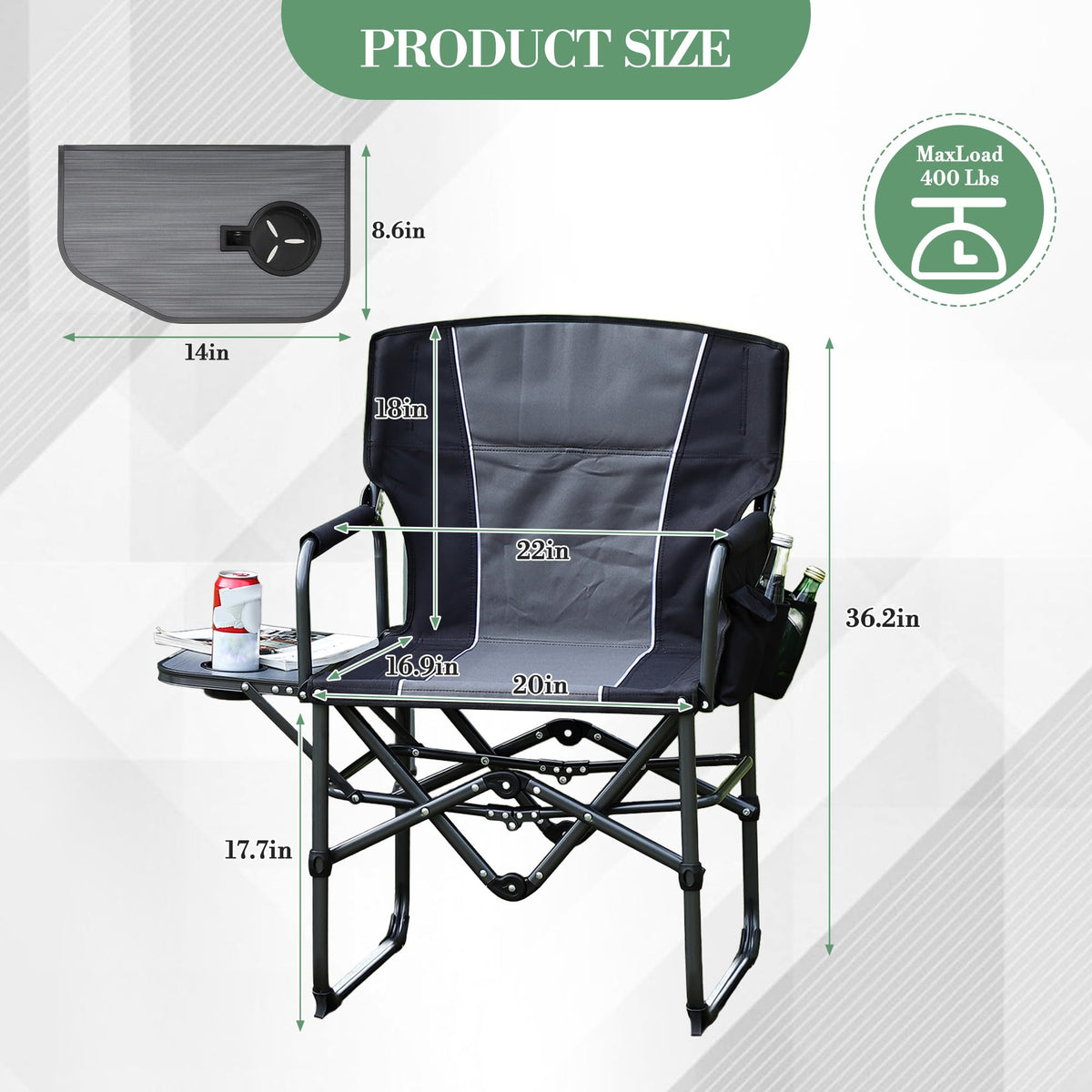 Oversized Heavy Duty Folding Camping Director Chair