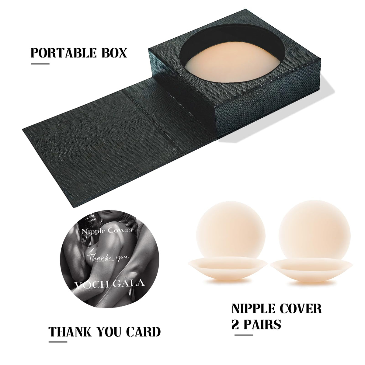 Voch Gala Ultra-Thin Reusable Nipple Covers, Crème, 2 Pairs