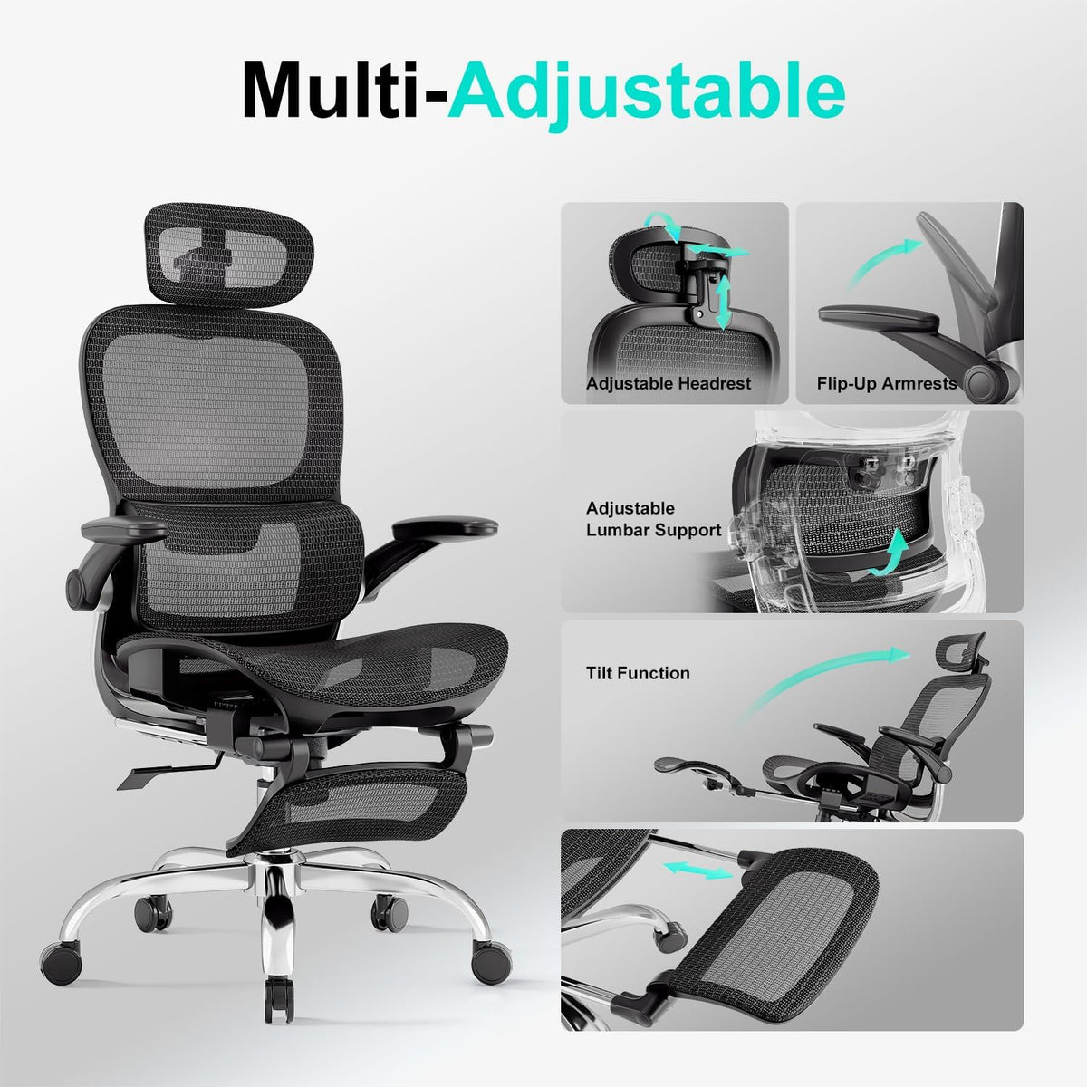 Ergonomic Mesh Office Chair with Tilt and Adjustable Headrest