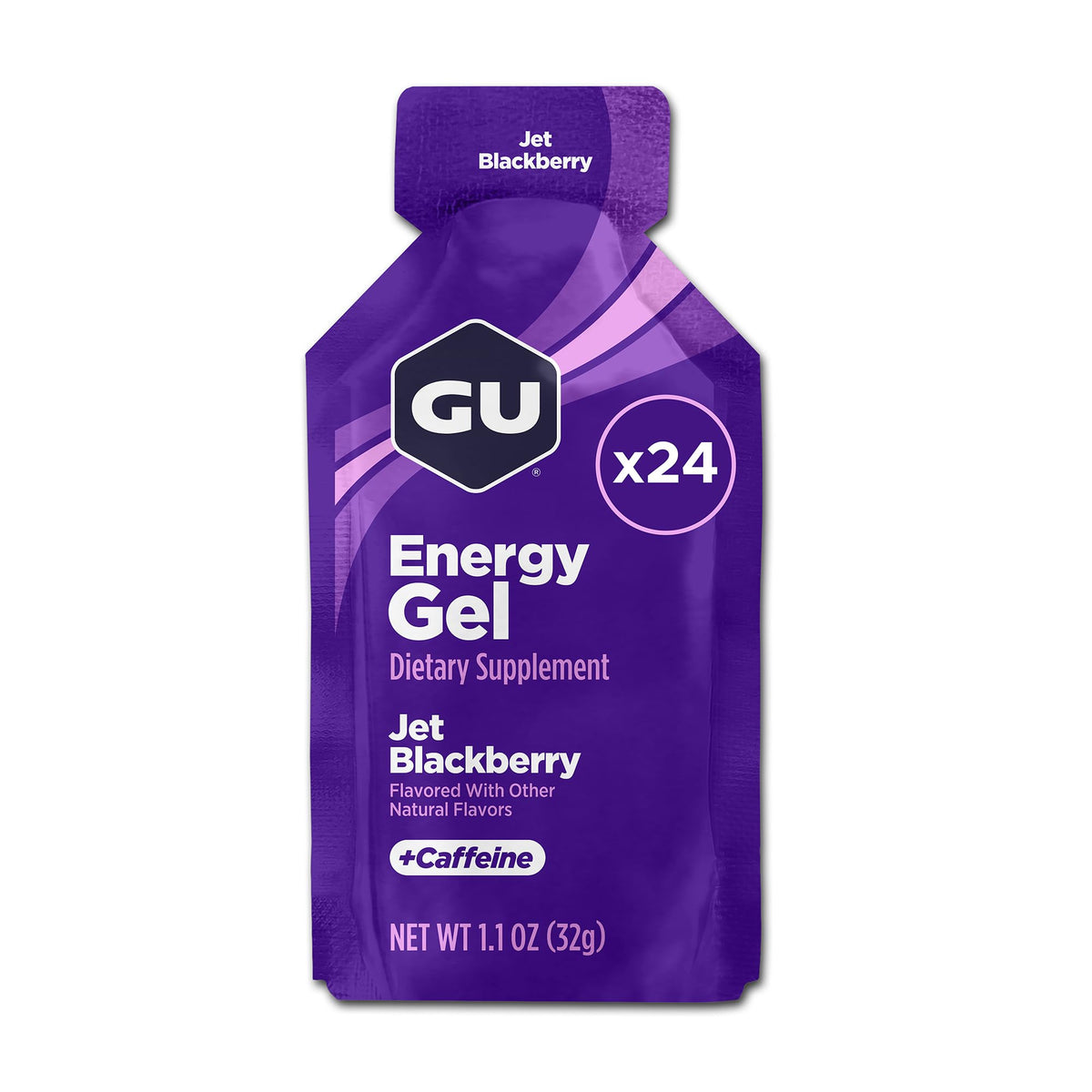 GU Energy Original Energy Gel, Jet Blackberry, 24 Count