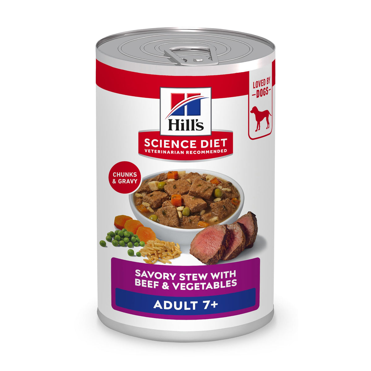 Hill's Science Diet Adult 7+ Beef & Vegetables Stew, 12.8 oz (12 Cans)