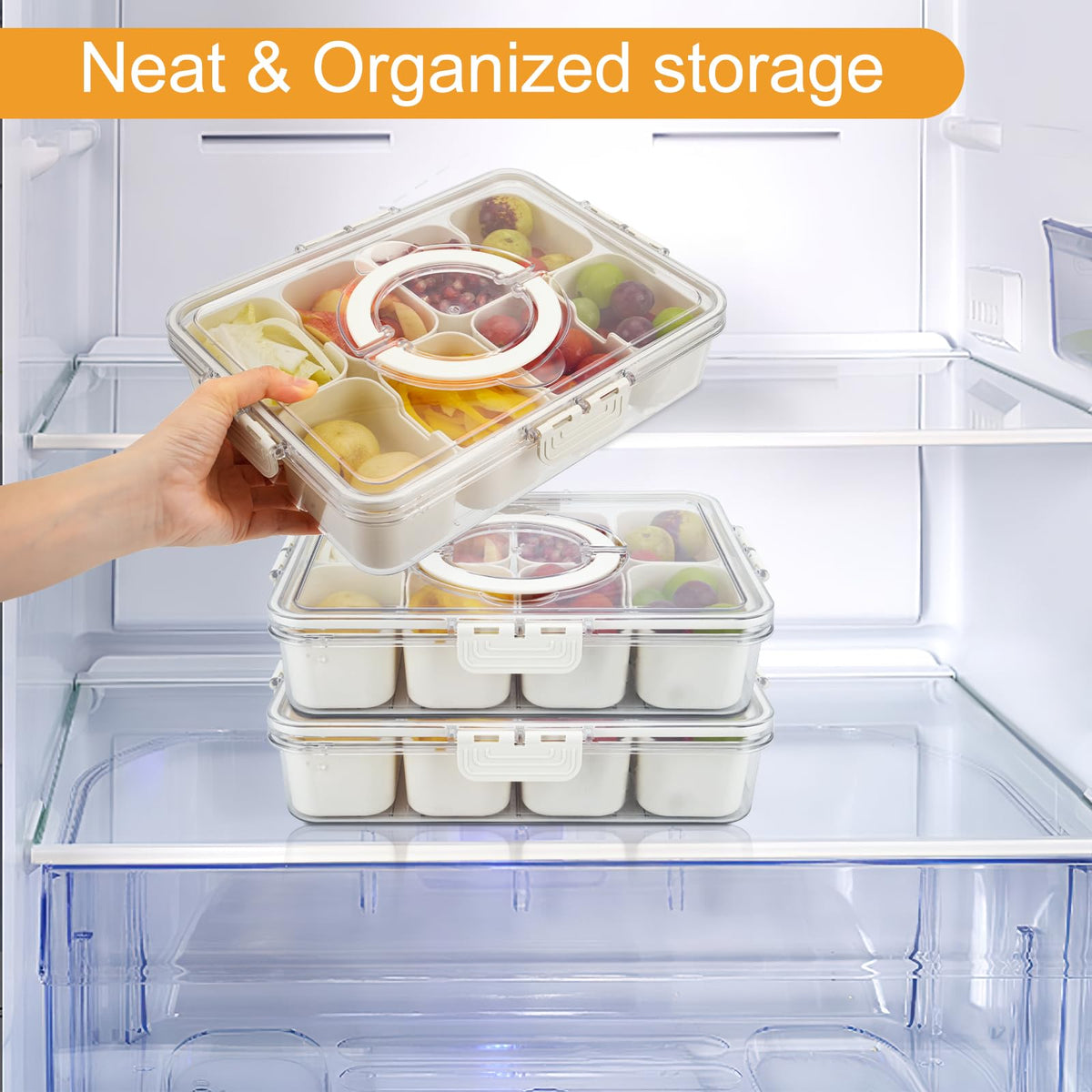 Beta Space Snack Box Container with Lid and 8 Inside Containers