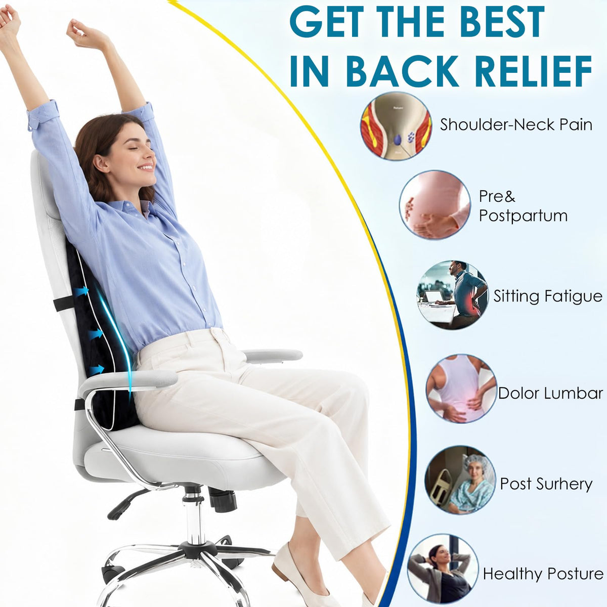 Memory Foam Lumbar Support Pillow with Mesh Cover